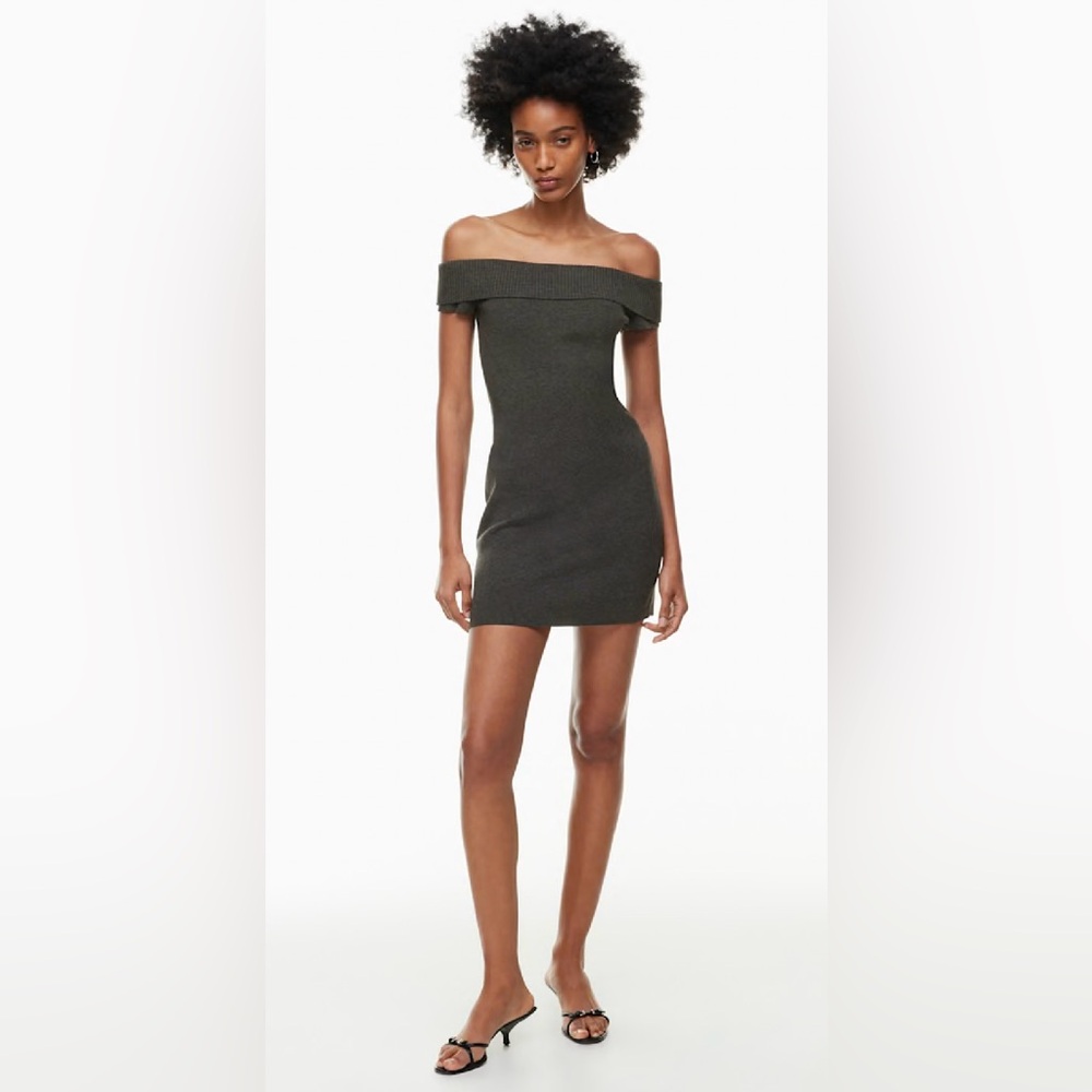 Aritzia Elegant Off-Shoulder Grey Dress. Never worn